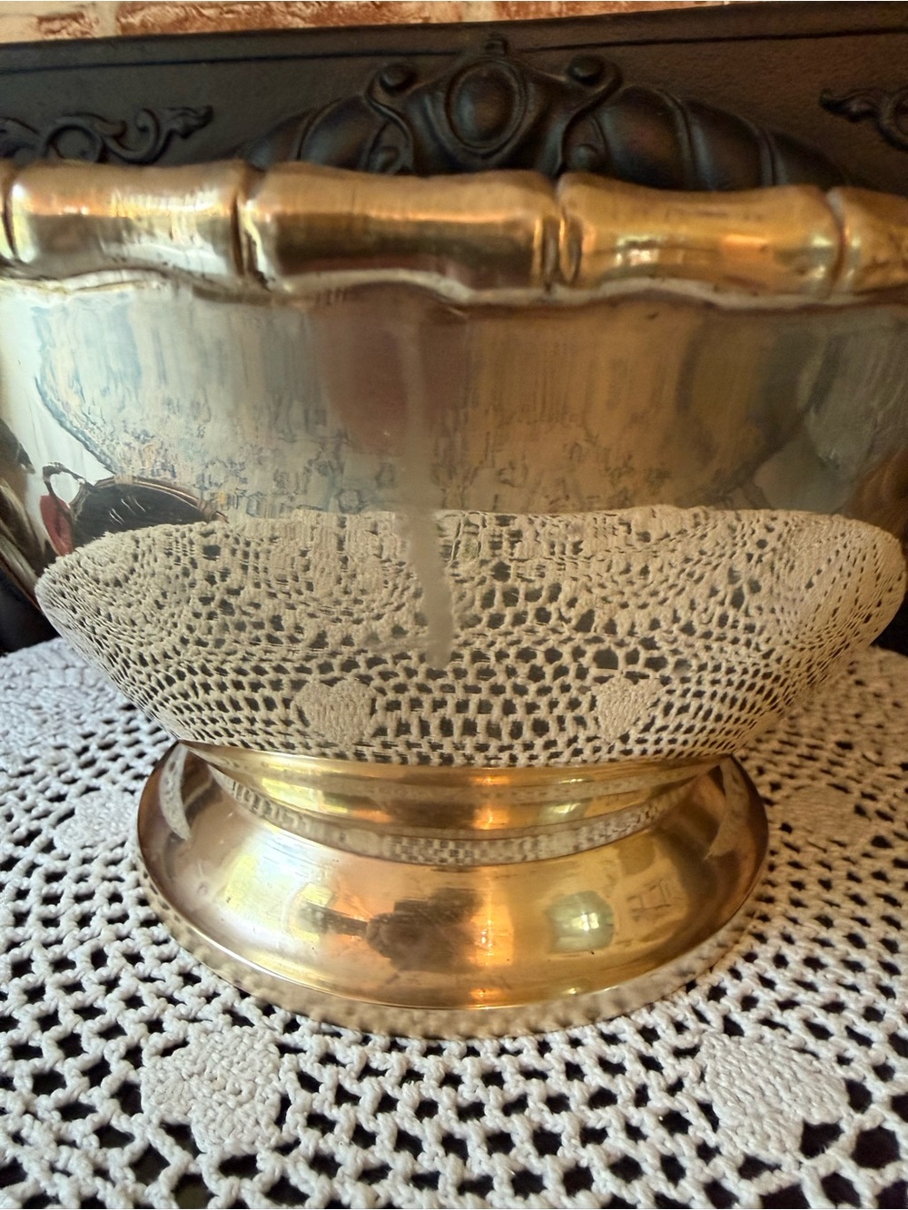 Vintage Brass Decorative Bowl - Bamboo Design Elegant Centerpiece or Accent - Picture 4 of 10